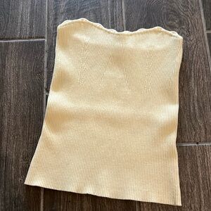 Yellow strapless top from Aritzia
